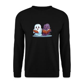 Groovy Lire la suite Livres Ghost Cute Funny - Sweat-shirt Unisexe - noir - Devant - Alina (178cm) & Michal (187cm)