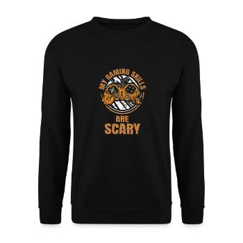 Meine Spielfähigkeiten Sind Gruselig Halloween - Unisex Pullover - Schwarz - Vorne - Alina (178cm) & Michal (187cm)