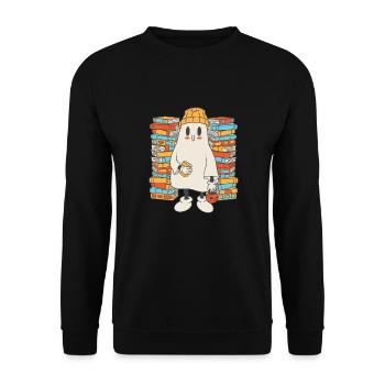 Groovy Lire la suite Livres Ghost Cute Funny - Sweat-shirt Unisexe - noir - Devant - Alina (178cm) & Michal (187cm)