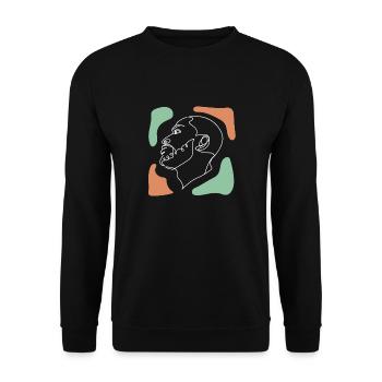 Line Art Drawn Woman with Hat Design - Sweat-shirt Unisexe - noir - Devant - Alina (178cm) & Michal (187cm)