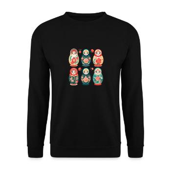 Russian nesting doll - Unisex Sweatshirt - black - Front - Alina (178cm) & Michal (187cm)
