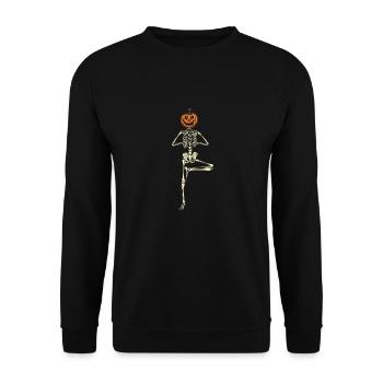 Namaste Witches Yoga Halloween Kostüm Besen - Unisex Pullover - Schwarz - Vorne - Alina (178cm) & Michal (187cm)