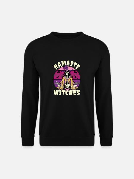 Namaste Witches Yoga Halloween Kostüm Besen - Unisex Pullover - Schwarz