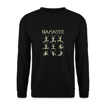 Namaste Witches Yoga Halloween Kostüm Besen - Unisex Pullover - Schwarz - Vorne - Alina (178cm) & Michal (187cm)
