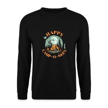 Halloween Camping Witch Costume Broom Pumpkin - Unisex Sweatshirt - black - Front - Alina (178cm) & Michal (187cm)