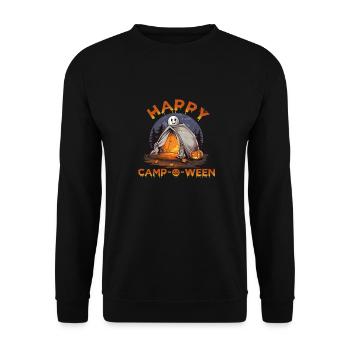 Halloween Camping Witch Costume Broom Pumpkin - Unisex Sweatshirt - black - Front - Alina (178cm) & Michal (187cm)