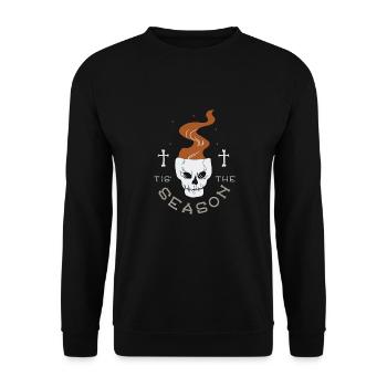 Groovy Die Saison Spooky Halloween Skelett - Unisex Pullover - Schwarz - Vorne - Alina (178cm) & Michal (187cm)