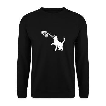 Spooky Boop Skeleton Hand Touch Nose Cat Costume - Unisex Sweatshirt - black - Front - Alina (178cm) & Michal (187cm)