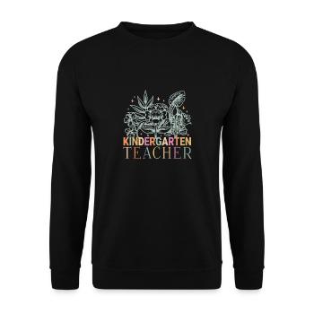 Kindergärtnerin Blume Groovy Teacher Zurück Zur - Unisex Pullover - Schwarz - Vorne - Alina (178cm) & Michal (187cm)