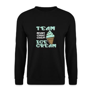 Team Mint Choc Crème glacée Cornet Crème glacée Crème glacée - Sweat-shirt Unisexe - noir - Devant - Alina (178cm) & Michal (187cm)