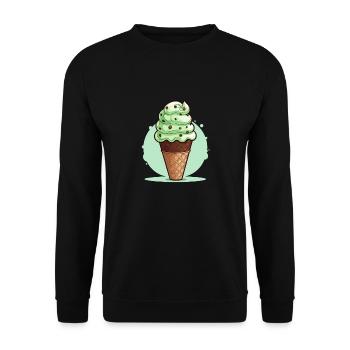 Mint Chocolate Chip Ice Cream Cone - Unisex Sweatshirt - black - Front - Alina (178cm) & Michal (187cm)