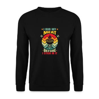 Ich Reibe Mein Fleisch Ein, Bevor Ich Es Auf Den - Unisex Pullover - Schwarz - Vorne - Alina (178cm) & Michal (187cm)