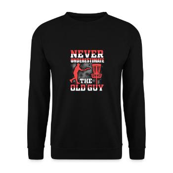 Never underestimate the old man at disc golf - Unisex Sweatshirt - black - Front - Alina (178cm) & Michal (187cm)