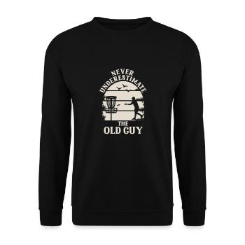 Never underestimate the old man at disc golf - Unisex Sweatshirt - black - Front - Alina (178cm) & Michal (187cm)