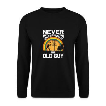 Never underestimate the old man at disc golf - Unisex Sweatshirt - black - Front - Alina (178cm) & Michal (187cm)