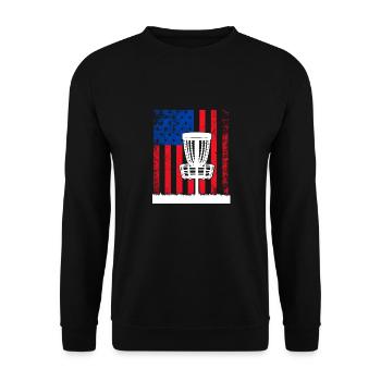 Disc Golf Disc Golfer American Falg Patriot - Unisex Sweatshirt - black - Front - Alina (178cm) & Michal (187cm)