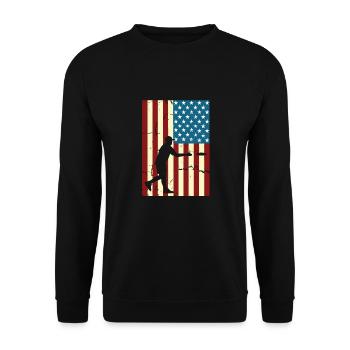 Disc Golf Disc Golfer American Falg Patriot - Unisex Sweatshirt - black - Front - Alina (178cm) & Michal (187cm)