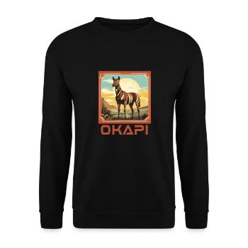 Okapi Sunset Spirit Animal - Unisex Pullover - Schwarz - Vorne - Alina (178cm) & Michal (187cm)