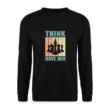 Échecs, Penser, Bouger, Gagner, Club des Maîtres d’Échecs - Sweat-shirt Unisexe - noir - Devant - Alina (178cm) & Michal (187cm)