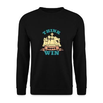 Échecs, Penser, Bouger, Gagner, Club des Maîtres d’Échecs - Sweat-shirt Unisexe - noir - Devant - Alina (178cm) & Michal (187cm)