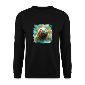 Save the manatees Aquatic animals Manatees - Unisex Sweatshirt - black - Front - Alina (178cm) & Michal (187cm)