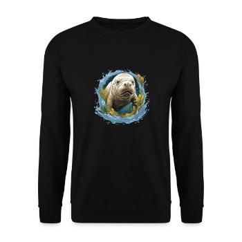 Save the manatees Aquatic animals Manatees - Unisex Sweatshirt - black - Front - Alina (178cm) & Michal (187cm)