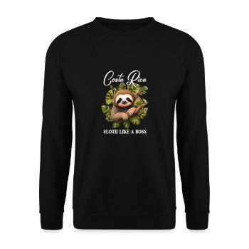 Costa Rica Sloth Like A Tropisches Faultier - Unisex Pullover - Schwarz - Vorne - Alina (178cm) & Michal (187cm)