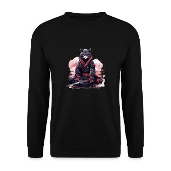Japanese Art Cat Kawaii Anime - Unisex Sweatshirt - black - Front - Alina (178cm) & Michal (187cm)