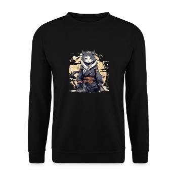 Japanese Art Cat Kawaii Anime - Unisex Sweatshirt - black - Front - Alina (178cm) & Michal (187cm)