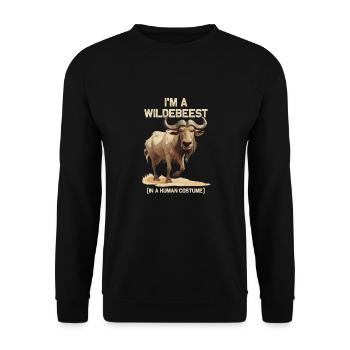 Ich Bin Ein Gnu Witziges Halloween Kostüm Gnu - Unisex Pullover - Schwarz - Vorne - Alina (178cm) & Michal (187cm)
