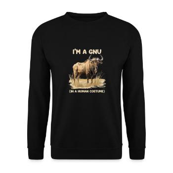 Ich Bin Ein Gnu Witziges Halloween Kostüm Gnu - Unisex Pullover - Schwarz - Vorne - Alina (178cm) & Michal (187cm)