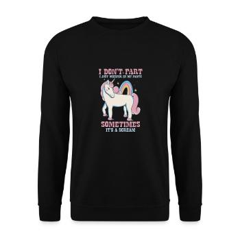 Ich Furze Nicht, Ich Flüstere In Meine Hose - - Unisex Pullover - Schwarz - Vorne - Alina (178cm) & Michal (187cm)