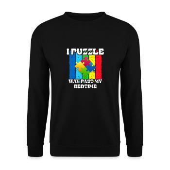 I'm puzzling far beyond my bedtime - Unisex Sweatshirt - black - Front - Alina (178cm) & Michal (187cm)