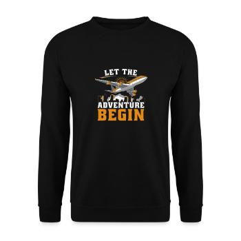 Que l’aventure commence - voyager en avion - Sweat-shirt Unisexe - noir - Devant - Alina (178cm) & Michal (187cm)