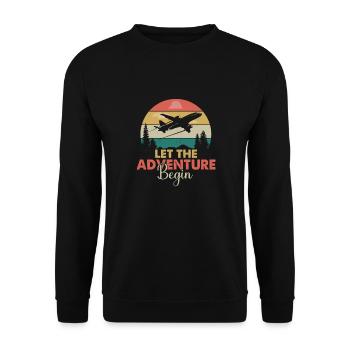 Que l’aventure commence - voyager en avion - Sweat-shirt Unisexe - noir - Devant - Alina (178cm) & Michal (187cm)
