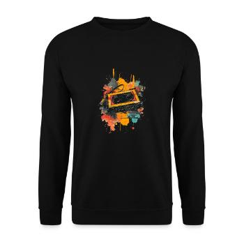 Cassette Musique Mixtape Lecteur de Cassettes des années 80 - Sweat-shirt Unisexe - noir - Devant - Alina (178cm) & Michal (187cm)