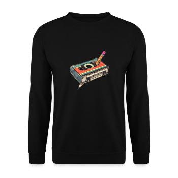 Cassette Musique Mixtape Lecteur de Cassettes des années 80 - Sweat-shirt Unisexe - noir - Devant - Alina (178cm) & Michal (187cm)