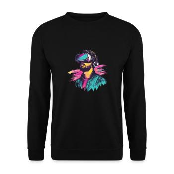 Virtual Reality - Tauchen Sie Ein In Eine - Unisex Pullover - Schwarz - Vorne - Alina (178cm) & Michal (187cm)