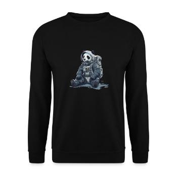Panda Astronaut - Bamboo Rocket Adventures - Unisex Pullover - Schwarz - Vorne - Alina (178cm) & Michal (187cm)