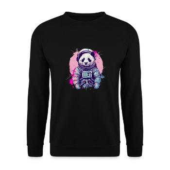 Panda Astronaut - Bamboo Rocket Adventures - Unisex Pullover - Schwarz - Vorne - Alina (178cm) & Michal (187cm)