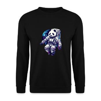 Panda Astronaut - Bamboo Rocket Adventures - Unisex Pullover - Schwarz - Vorne - Alina (178cm) & Michal (187cm)