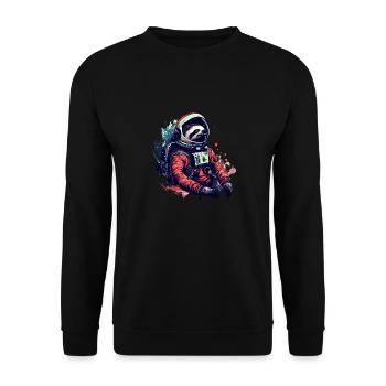 Faultier-Astronaut - Eine Weltraumreise In - Unisex Pullover - Schwarz - Vorne - Alina (178cm) & Michal (187cm)