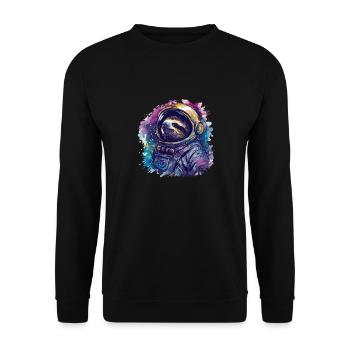 Faultier-Astronaut - Eine Weltraumreise In - Unisex Pullover - Schwarz - Vorne - Alina (178cm) & Michal (187cm)