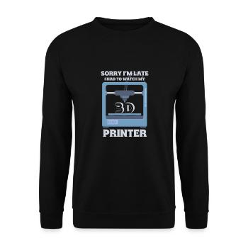 Sorry Ich Bin Zu Spät - 3D Drucker 3D Druck - Unisex Pullover - Schwarz - Vorne - Alina (178cm) & Michal (187cm)