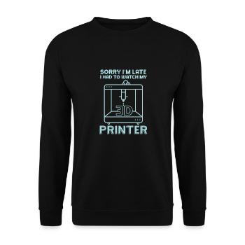 Sorry Ich Bin Zu Spät - 3D Drucker 3D Druck - Unisex Pullover - Schwarz - Vorne - Alina (178cm) & Michal (187cm)