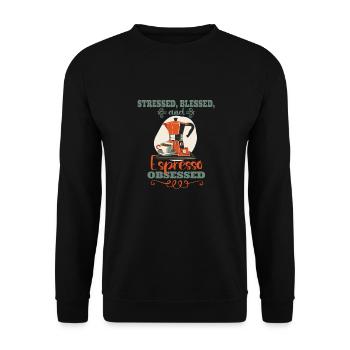 Stressé Obsédé par l’espresso - Amateur de café - Sweat-shirt Unisexe - noir - Devant - Alina (178cm) & Michal (187cm)