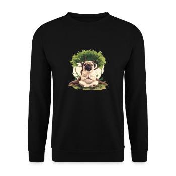 Pug Meditates Lotus Tree of Life Meditation - Unisex Sweatshirt - black - Front - Alina (178cm) & Michal (187cm)
