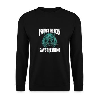 Protect the Horn - Save the Rhino - Awareness - Unisex Sweatshirt - black - Front - Alina (178cm) & Michal (187cm)