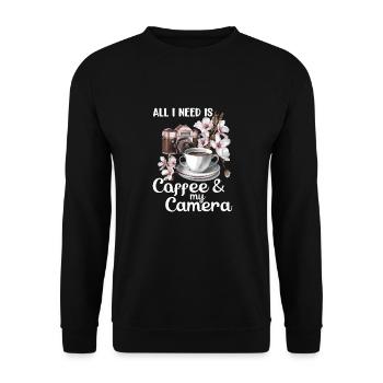 All I need is coffee - Unisex Sweatshirt - black - Front - Alina (178cm) & Michal (187cm)
