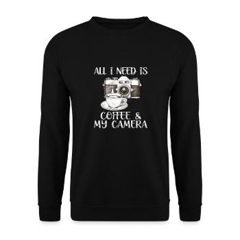 All I need is coffee - Unisex Sweatshirt - black - Front - Alina (178cm) & Michal (187cm)